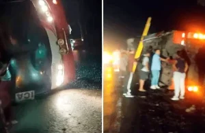 MÁS DE 30 PERSONAS QUEDAN GRAVEMENTE HERIDAS TRAS VOLCADURA DE BUS EN CHINCHA