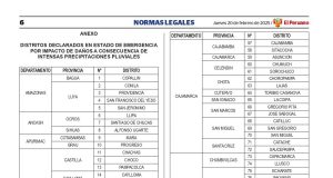 DOS DISTRITOS DE LA PROVINCIA DE CHOTA SON DECLARADOS EN EMERGENCIA POR LLUVIAS