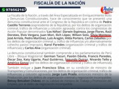 FISCALIA PRESENTO DENUNCIA CONSTITUCIONAL CONTRA PEDRO CASTILLO, TRES EXMINISTROS Y MAS DE 20 CONGRESISTAS POR CASO «LOS NIÑOS»