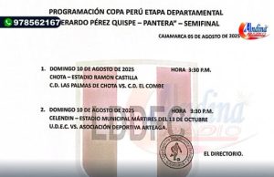 PROGRAMACION OFICIAL DE LA COPA PERÚ