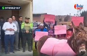 POBLADORES INTENTARON SUBIR A UN BURRO A ALCALDE EN HUANCAVELICA